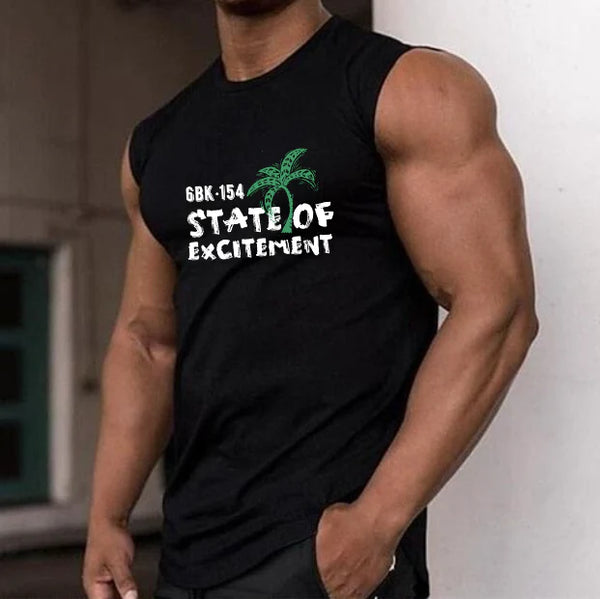 State of Excitement Graphic Men's Sleeveless T-Shirts