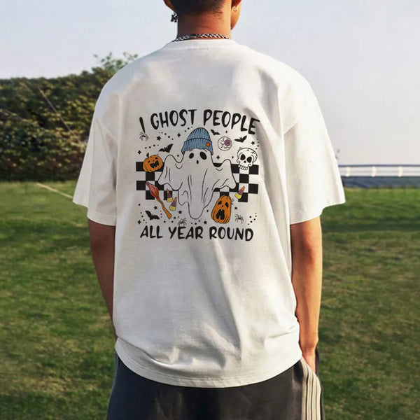 Cute Ghost and Pumpkin Men's Short Sleeve T-Shirt
