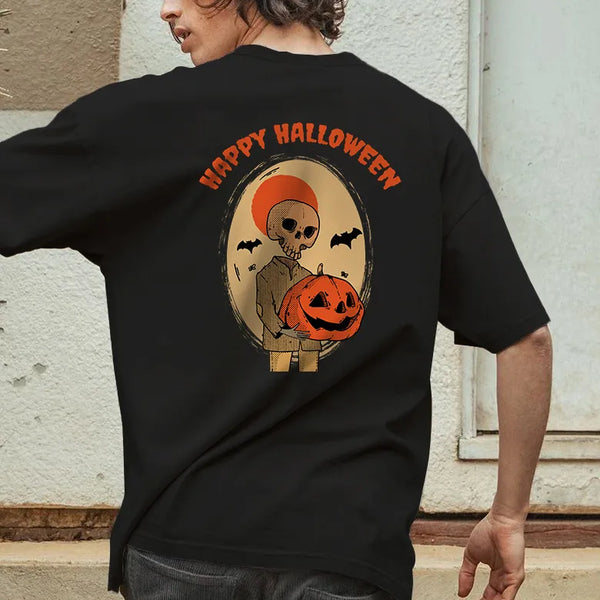 Gentleman Skeleton and Pumpkin Men's Short Sleeve T-Shirt