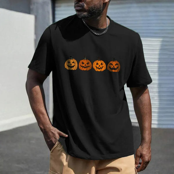 Smiling Pumpkin Print Men's Short Sleeve T-Shirt