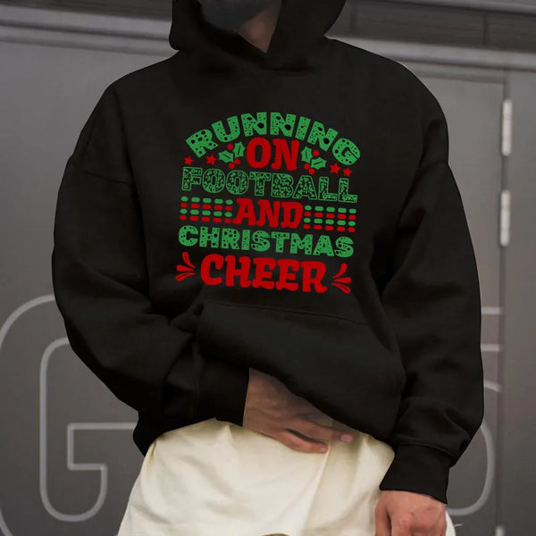 Running on Football and Merry Christmas Men's Hoodie