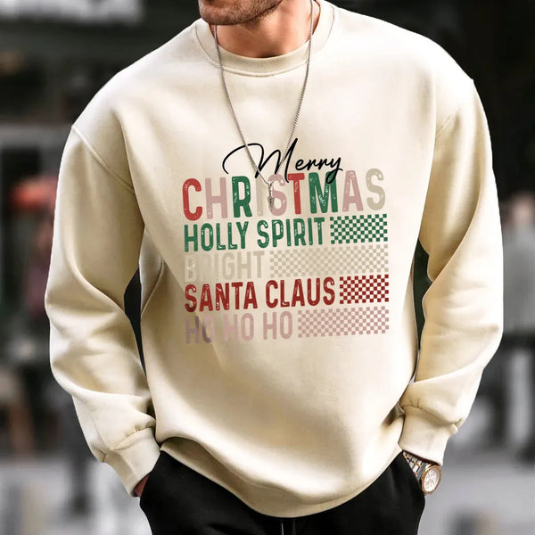 Merry Christmas Holy Spirit Men's Funny Casual Pullover Sweatshirt