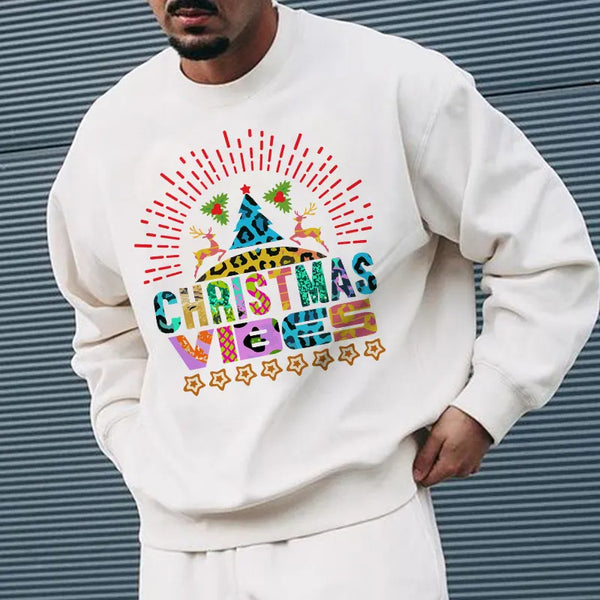 Christmas Vibes Men's Funny Casual Pullover Sweatshirt
