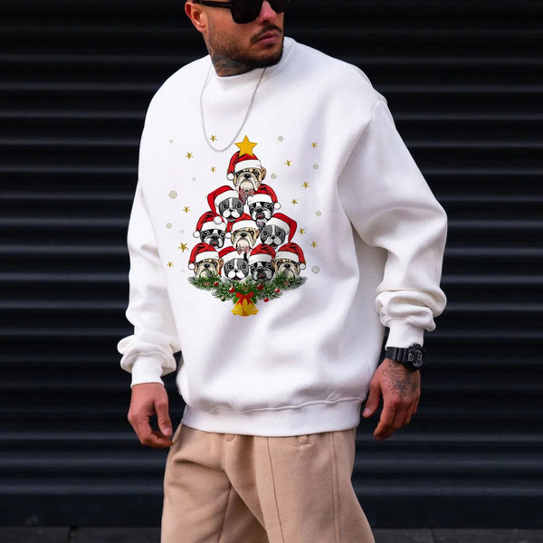 Doggy Christmas Tree Men's Funny Casual Pullover Sweatshirt
