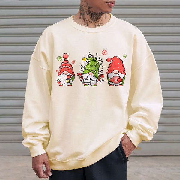 Christmas Gnomes Men's Funny Casual Pullover Sweatshirt