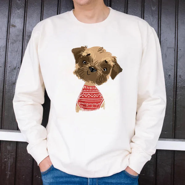 Christmas Puppy Men's Funny Casual Pullover Sweatshirt