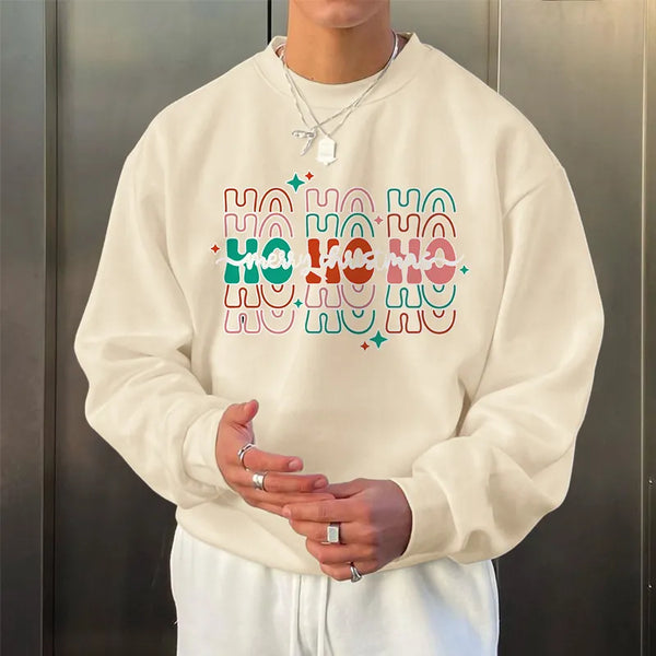 HO HO HO Letter Print Men's Funny Casual Pullover Sweatshirt