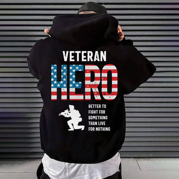 Veteran Hero Graphic Print Men's Hoodie
