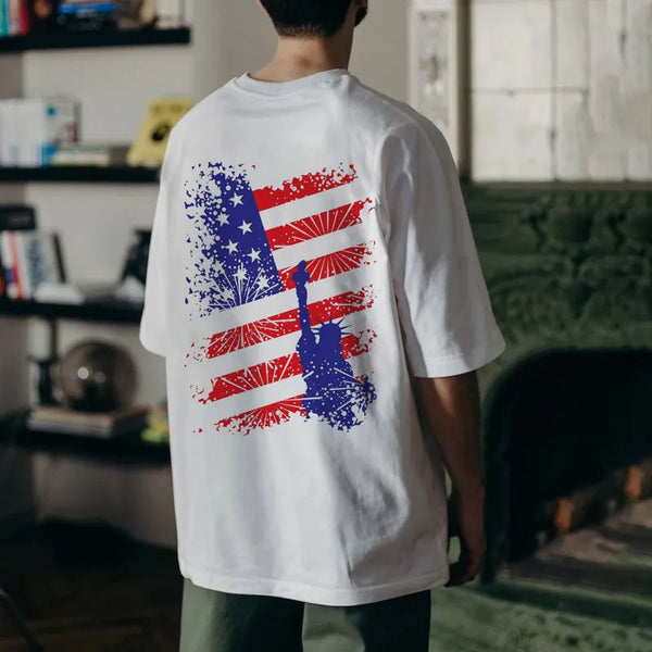Statue of Liberty Graphic Print Men's Short Sleeve T-Shirt