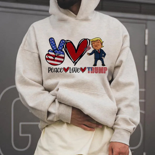 Peace and Love and Trump Graphic Print Men's Hoodie