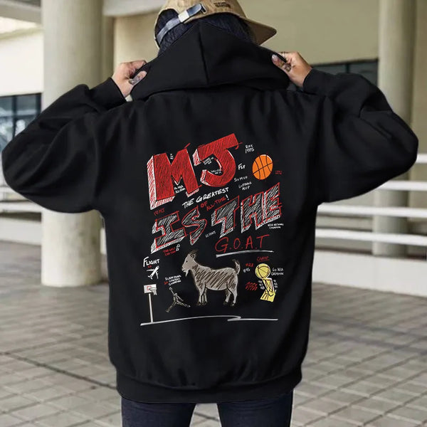 2023 "MJ Is The GOAT" Hand Drawn Graphic Print Men's Hoodie