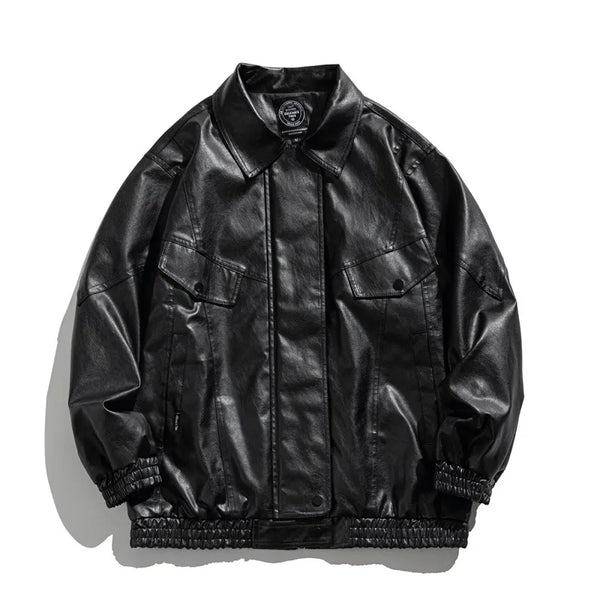 Line Patchwork Men‘s Faux Leather Jacket