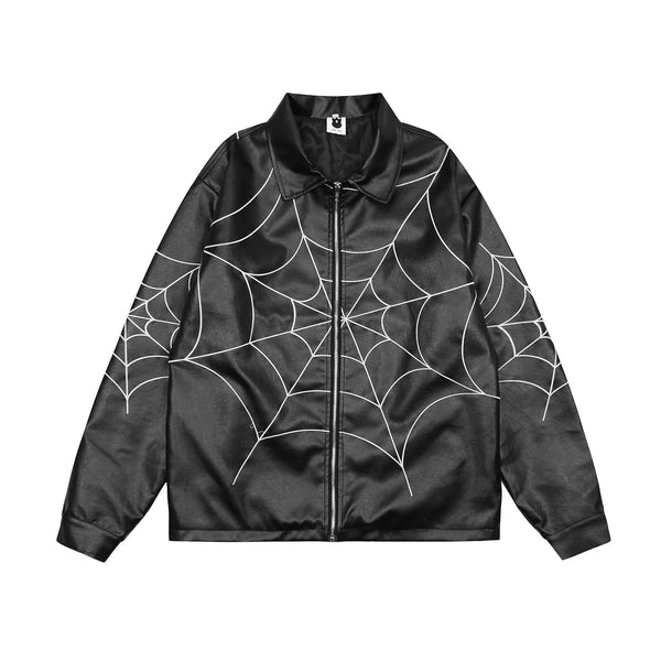 Spider Web Men‘s Faux Leather Jacket