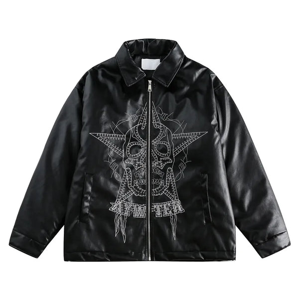 Rock and Roll Skull Men‘s Faux Leather Jacket