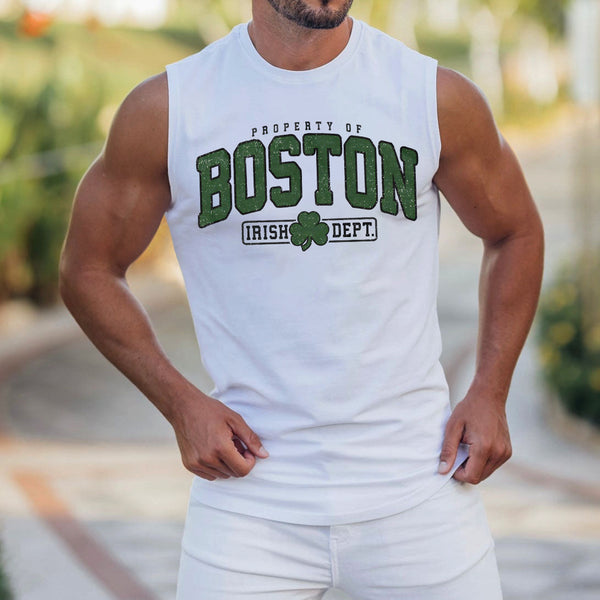 Property of Boston Irish Dept. Men's St. Patrick's Day Sleeveless T-Shirts