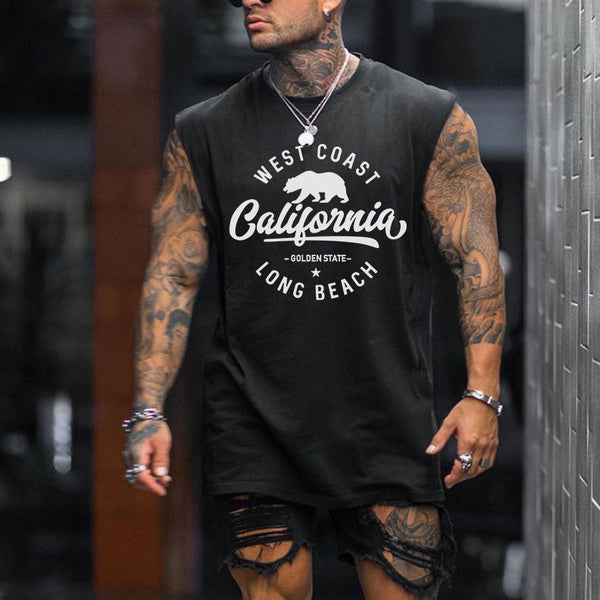 West Coast California Men's Casual Sleeveless T-Shirts