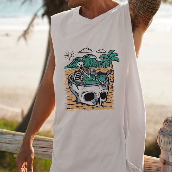 Skull on Vacation Men's Sleeveless T-Shirts