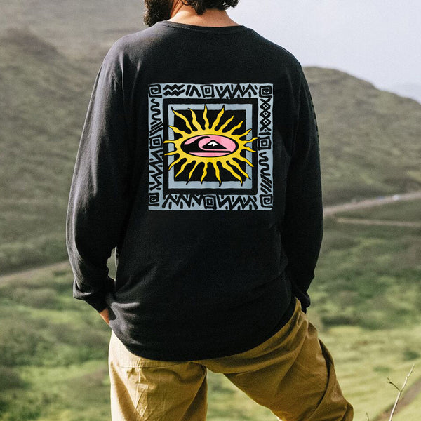 Abstract Patterned Long Sleeve Cotton T-Shirts